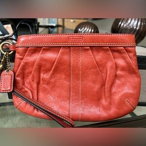 Coach Vintage Burnt Orange Ergo Pleated Wristlet